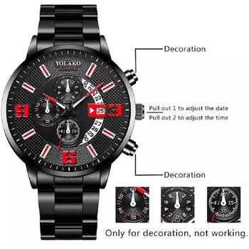 Мужские модные деловые часы мужские спортивные кварцевые часы из нержавеющей стали мужские календарные часы для спорта, бега, бизнеса, работы