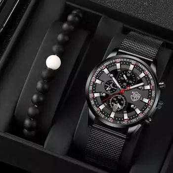 Мужские модные деловые кварцевые часы с календарем, мужские наручные часы из нержавеющей стали, мужские наручные часы, мужские спортивные часы-браслет