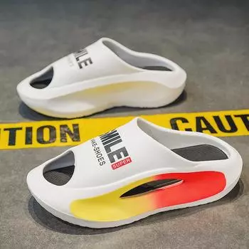 Мужские модные домашние и уличные шлепанцы с цветными блоками, повседневные легкие нескользящие тапочки, обувь с открытым носком, пляжные тапочки, мужские сандалии из Евы 44/45 белый