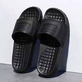 Мужские модные дышащие тапочки с открытым носком в уличном стиле, удобные нескользящие шлепанцы из ЭВА на мягкой подошве для мужских занятий спортом на свежем воздухе 42-43 чёрный