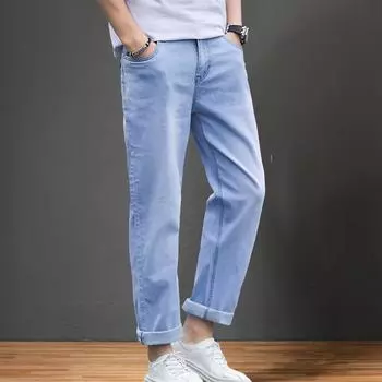 Мужские модные джинсы с эластичной резинкой на талии, модные деловые повседневные прямые брюки 30 синий