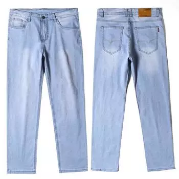 Мужские модные джинсы с эластичной резинкой на талии, модные деловые повседневные прямые брюки 30 синий