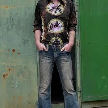 Мужские модные джинсы, слегка расклешенные зауженные джинсы, дизайнерские классические джинсовые брюки-клеш, большие размеры S