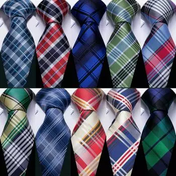 Мужские модные галстуки в клетку Barry.Wang, носовые запонки, формальные свадебные повседневные галстуки N-5340