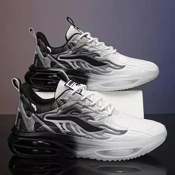 Мужские модные градиентные цветные кроссовки с воздушной подушкой, амортизация, нескользящие, на шнуровке, дышащие, удобные для бега на открытом воздухе, тренировок, походов, все сезоны 39