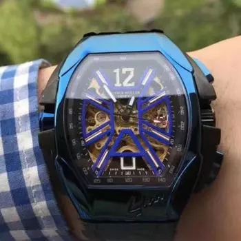 Мужские модные классические полые механические часы в стиле бочонка с резиновым ремешком