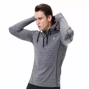 Мужские модные колготки, быстросохнущие толстовки с капюшоном, для тренировок на открытом воздухе, с длинным рукавом S синий