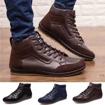 Мужские модные кожаные ботильоны, повседневная рабочая обувь, элегантные оксфорды, широкие удобные кроссовки для фитнеса 39 чёрный