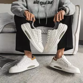 Мужские модные кожаные повседневные кроссовки Спортивная обувь для бега 44 белый