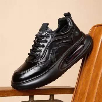 Мужские модные кожаные туфли - толстая подошва, увеличивающая высоту, теплые повседневные кроссовки с бархатной подкладкой 44