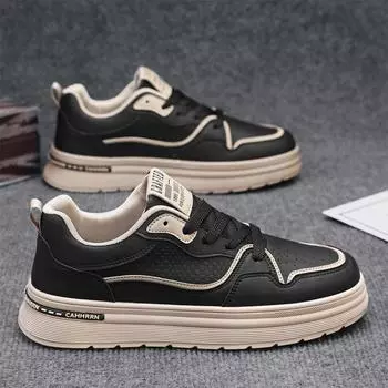 Мужские модные кроссовки 2025 года, новая весенняя модная универсальная мягкая подошва, противоскользящая, износостойкая, повседневная спортивная обувь с низким верхом 39 standard sneaker size чёрный