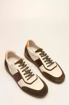 Мужские модные кроссовки Бежево-хаки Обувь из натуральной кожи