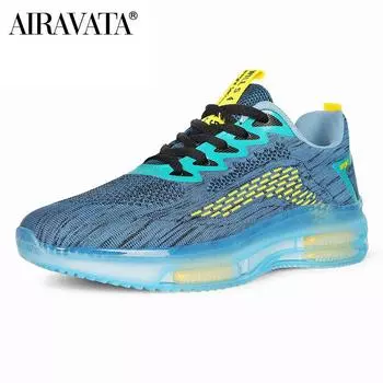 Мужские модные кроссовки для бега с амортизацией, спортивные кроссовки с принтом пламени и летающим переплетением, спортивная обувь 39 синий