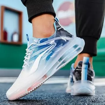 Мужские модные кроссовки для бега в уличном стиле с амортизацией, удобные нескользящие прочные кроссовки на шнуровке для мужчин, обувь для активного отдыха на открытом воздухе 36 чёрный