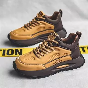 Мужские модные кроссовки, дышащие, массивные, кроссовки, мужская повседневная обувь, увеличивающая рост, обувь для пап, мужская вулканизированная обувь с толстой подошвой 39 коричневый