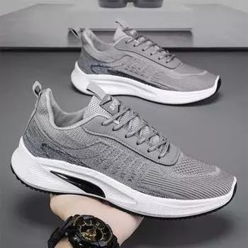 Мужские модные кроссовки, мужские летние сетчатые дышащие повседневные туфли на шнуровке, легкая вулканизированная обувь, прогулочные кроссовки Zapatillas Hombre 39 чёрный