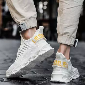 Мужские модные кроссовки, удобная повседневная обувь, мужские кроссовки с цветной строчкой, дышащая спортивная обувь 40 белый