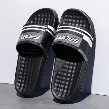 Мужские модные летние сандалии с открытым носком нового дизайна, легкие и нескользящие быстросохнущие тапочки для прогулок в помещении и на улице 42-43 чёрный