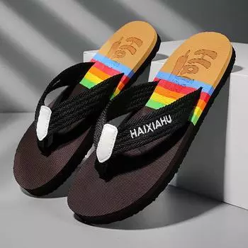 Мужские модные летние шлепанцы для дома и улицы, повседневная одежда, легкие тапочки большого размера, модные удобные нескользящие тапочки 39 чёрный