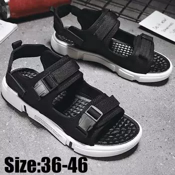 Мужские модные летние тапочки, пляжные сандалии 36 чёрный