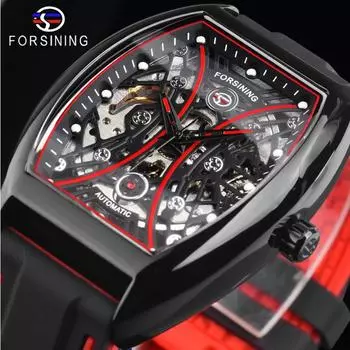 Мужские модные мотоциклетные уличные хипстерские полые механические часы Forsining