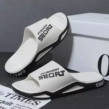 Мужские модные нескользящие пляжные тапочки с толстой подошвой для летней носки на открытом воздухе, дезодорирующие домашние шлепанцы 44-45 жёлтый