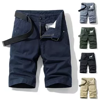 Мужские модные однотонные брюки с несколькими карманами, хлопковые шорты-карго, комбинезоны, шорты 34