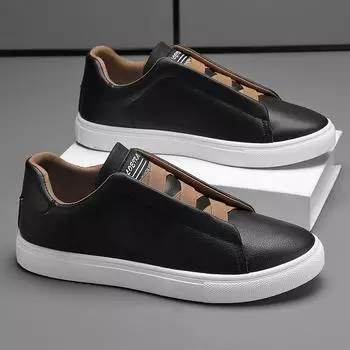 Мужские модные однотонные низкие туфли для скейтбординга большого размера 2025 года, повседневные кожаные туфли с одной педалью 39 белый