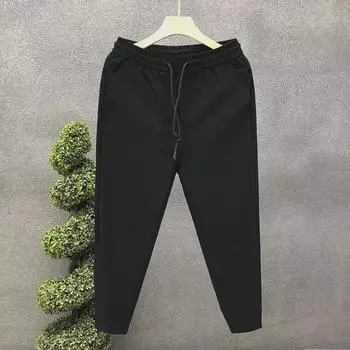 Мужские модные однотонные облегающие брюки Nine-Point 2023 года 2XL чёрный