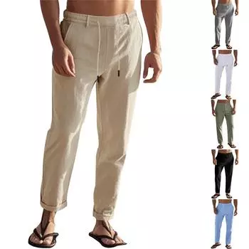 Мужские модные однотонные повседневные брюки прямого покроя L армия зеленый