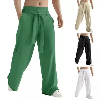 Мужские модные однотонные повседневные брюки прямого покроя XL белый