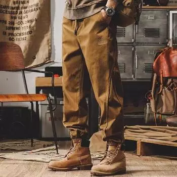 Мужские модные однотонные шаровары: Повседневный, свободный, с манжетами, в американском стиле для весны и осени. 3XL верблюд