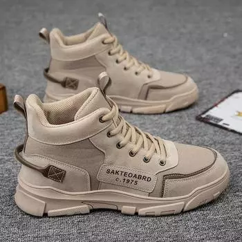 Мужские модные осенние рабочие ботинки в британском стиле с высоким берцем, повседневная модная хлопковая обувь 39