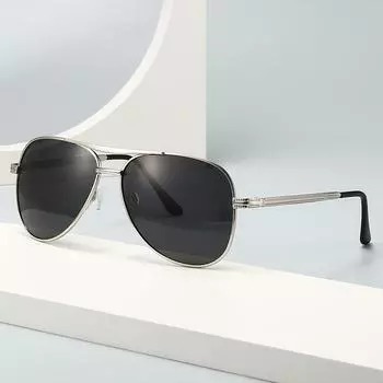 Мужские модные поляризационные солнцезащитные очки для вождения на открытом воздухе, очки для рыбалки с металлической оправой, антибликовые солнцезащитные очки UV400 чёрный