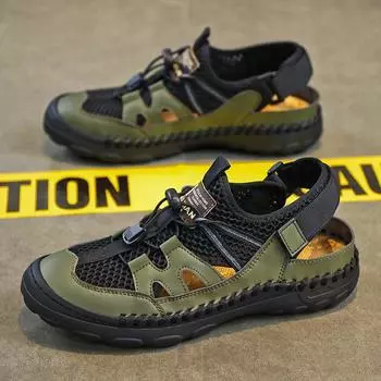 Мужские модные полые сандалии Пляжные сандалии с дышащей сеткой 39 чёрный