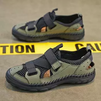 Мужские модные полые сандалии Пляжные сандалии с дышащей сеткой 39 чёрный