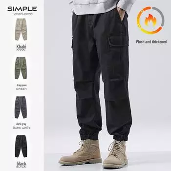 Мужские модные повседневные брюки в стиле ретро со свободными манжетами - комбинезон из толстого бархата на осень/зиму L (136-150 lbs)