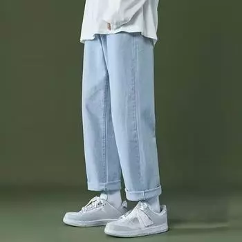 Мужские модные повседневные длинные джинсы классические прямые джинсы широкие брюки XXXL