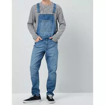 Мужские модные повседневные джинсовые комбинезоны полной длины, мужские комбинезоны, джинсы, тонкие повседневные узкие джинсовые комбинезоны, джинсовые комбинезоны L темно-синий