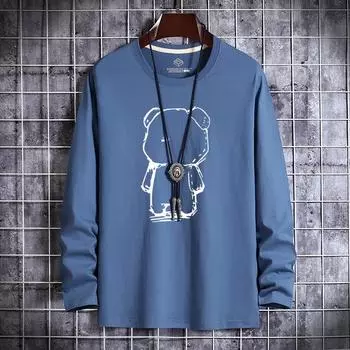 Мужские модные повседневные футболки и топы с длинным рукавом и круглым вырезом S белый