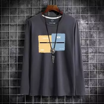 Мужские модные повседневные футболки и топы с длинным рукавом и круглым вырезом S белый