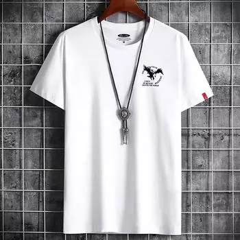 Мужские модные повседневные футболки и топы с коротким рукавом и круглым вырезом S белый