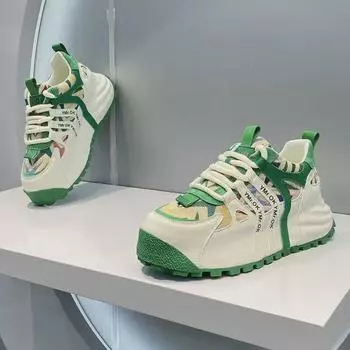 Мужские модные повседневные кроссовки из кожи и ткани в американском уличном стиле: Красивые, сдержанные, эластичные папины туфли 40 белый/коричневый