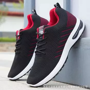 Мужские модные повседневные кроссовки на шнуровке, дышащие удобные кроссовки, дорожная обувь 39 красный/чёрный