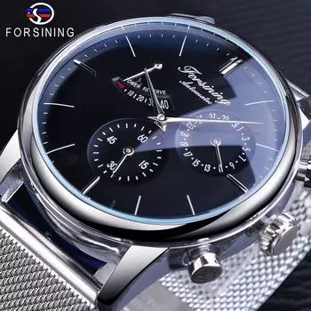 Мужские модные повседневные механические часы с индикацией энергии и индикацией энергии