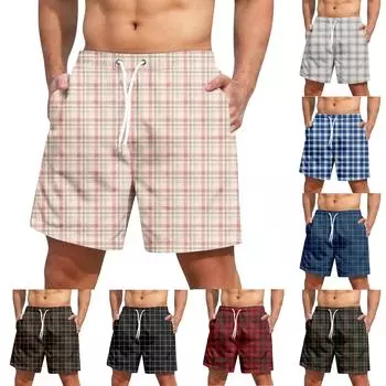 Мужские модные повседневные штаны для йоги с принтом и эластичным поясом, пляжные шорты L чёрный