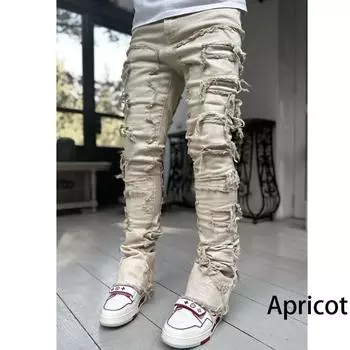 Мужские модные повседневные тонкие длинные джинсы со средней талией, узкие прямые джинсовые брюки для мужчин S