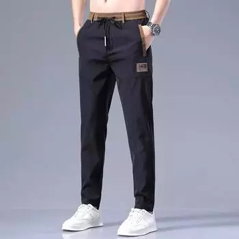 Мужские модные повседневные тонкие дышащие мягкие прямые брюки 38 чёрный