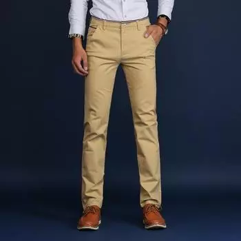 Мужские модные прямые однотонные тонкие повседневные брюки 38 чёрный