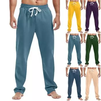 Мужские модные прямые повседневные спортивные брюки с принтом и карманами L